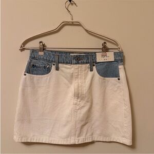 Two-Tone Denim Mini Skirt